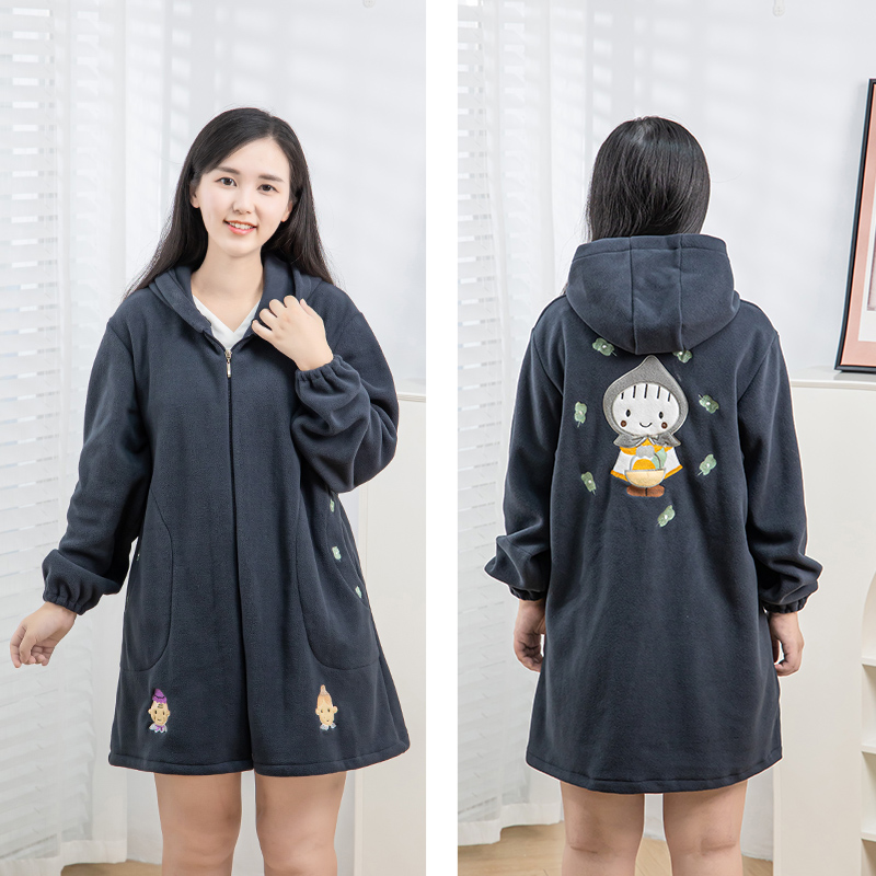 罩衣长袖加绒加厚保暖外套大人围裙家用厨房防污防脏带帽女工作服