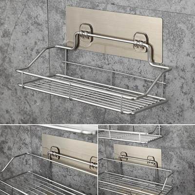 厂家Stainless Steel Bathroom Storage Shelf PuPnch-Free Kitch