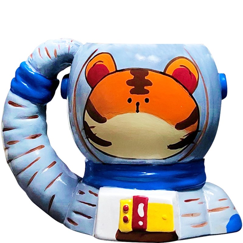 宇航员笔筒石膏娃娃儿童diy手工涂鸦存钱罐航P天陶瓷素坯彩绘制作