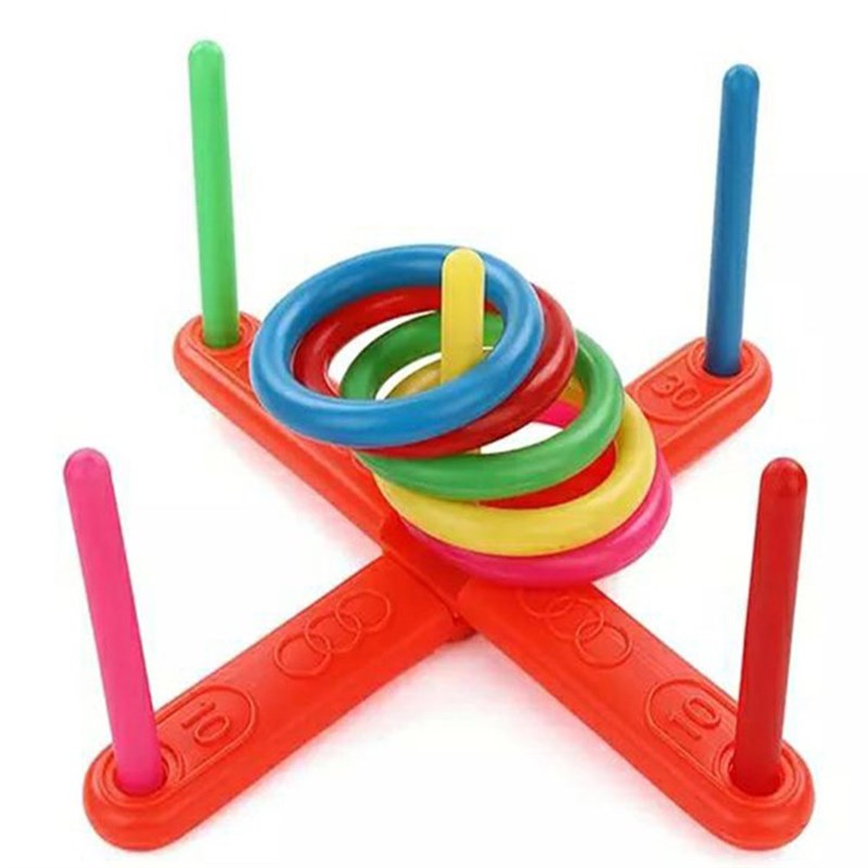 1 Set Outdoor Hoop Ring Toss Quoits Plastic Ring Throwing Fe