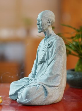 弘一法师家居摆件玄关鱼缸沉水桌面庭院李叔同假山盆景流水造景