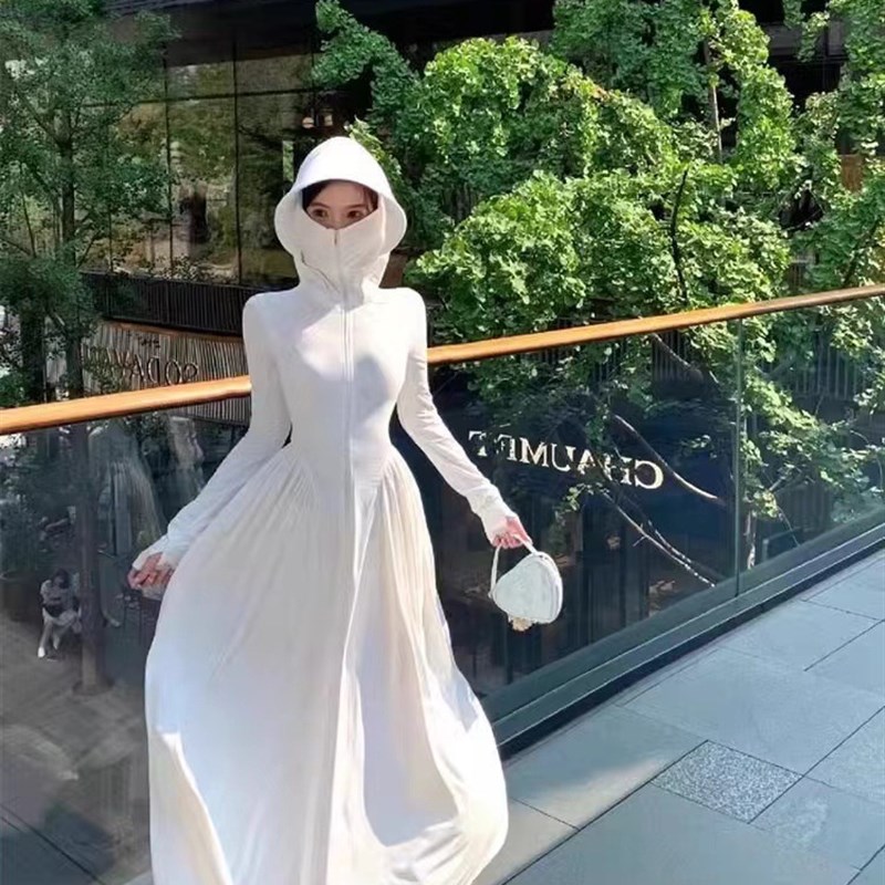 冰丝防晒衣女长款全身连帽2024年E夏季轻薄透气防紫外线修身防晒