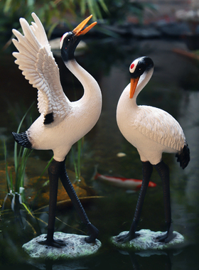 庭院假山喷泉流水景观饰品户外院子花园草坪鱼池造景装饰仙鹤摆件