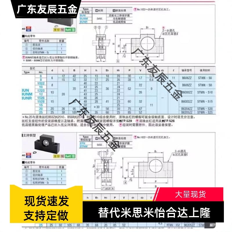 丝杠支座C-BUN/BTN6/8/10/12/15/20/25/30/C-BSW BSWE BSWN BSWR