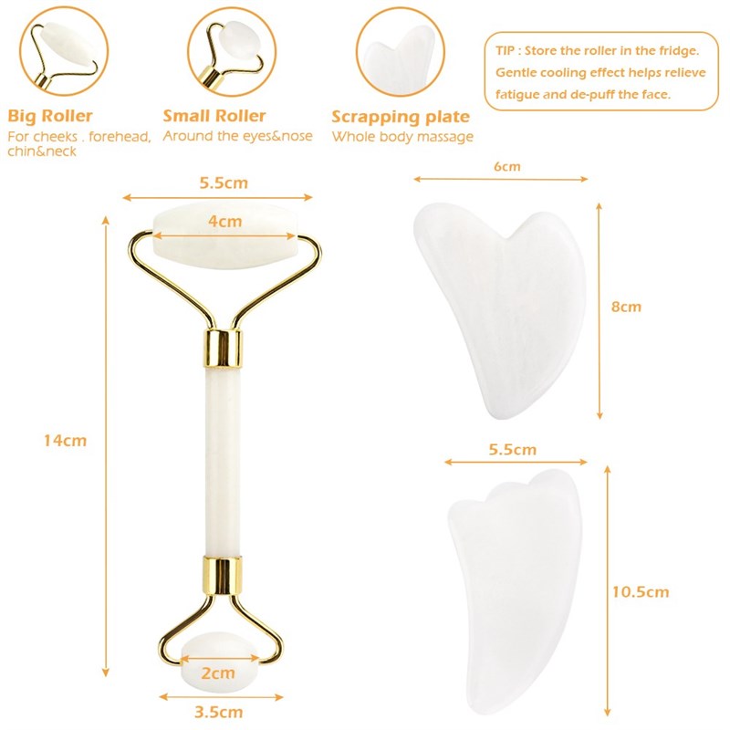 White Jade Face Massage Roll Gouache Scraper Guasha Masseur