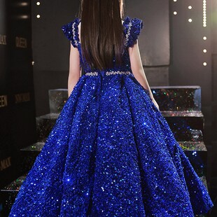 儿童主持人礼服公主裙洋派蓬蓬裙重工F女童走秀钢琴演奏演出服亮