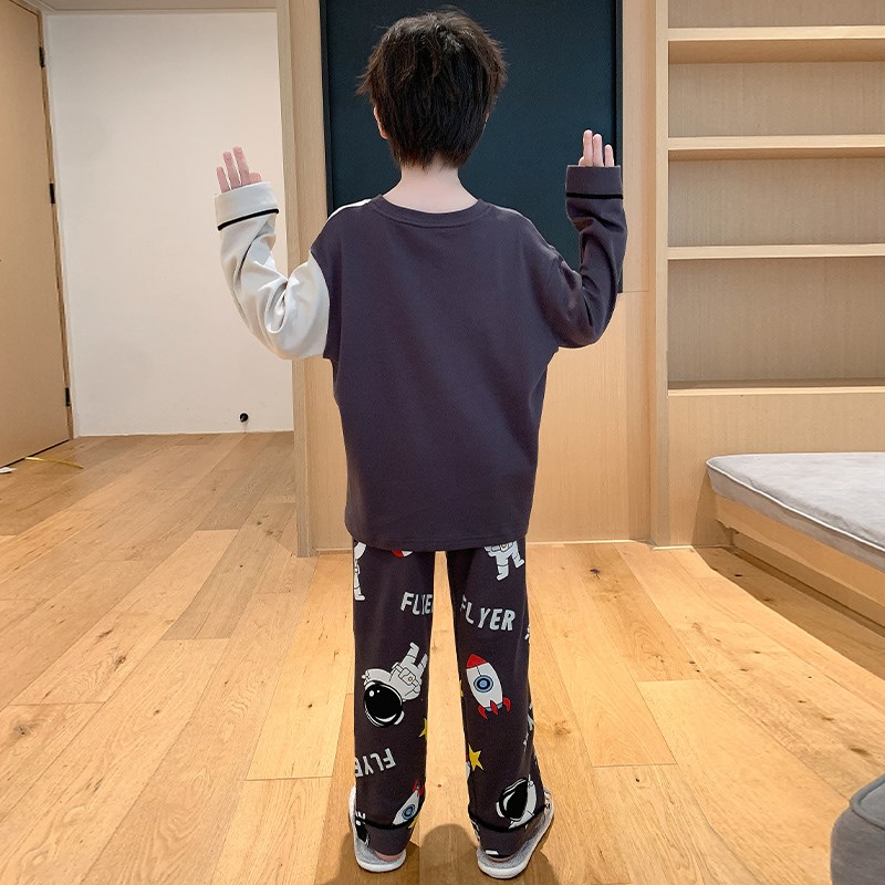 韩版男童睡衣学生长袖青少年秋季男孩大童大码家W居服内衣套装