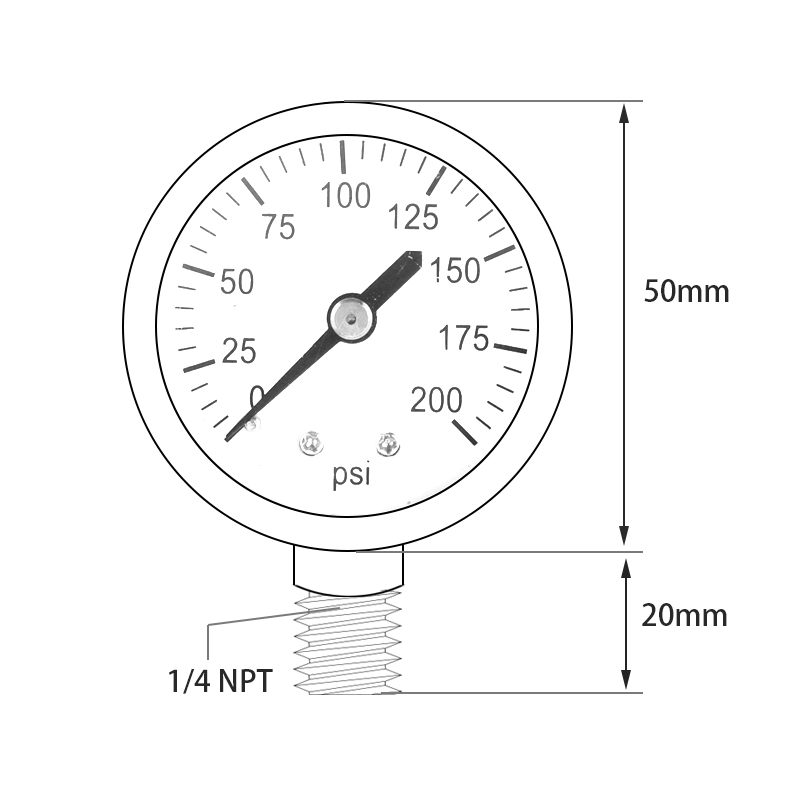 新品。0-200psi 1/4NPT径向真空压力K表高精度水压表气压表油压表 工业油品/胶粘/化学/实验室用品 烧杯/烧瓶 原图主图