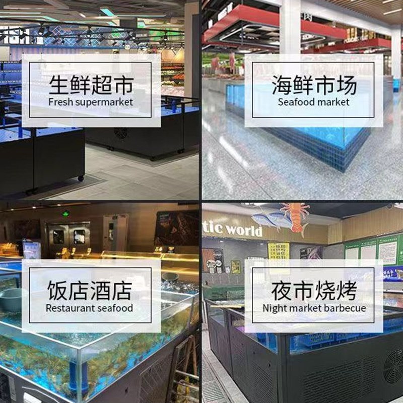 海鲜池商用制冷机一体超市酒店饭店鱼池海鲜缸贝类池移动海鲜鱼缸