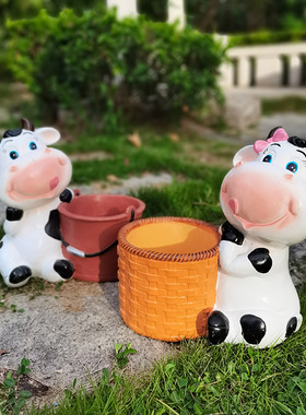 户外园林c景观摆件卡通奶牛欢迎牌装饰花缸草坪公园商场幼儿园雕