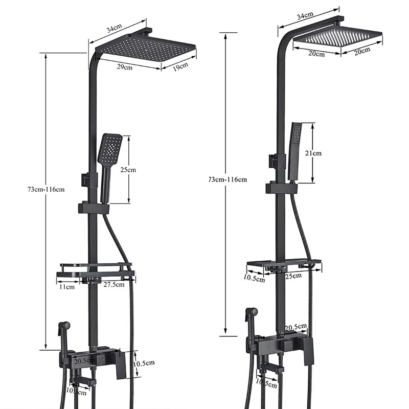 推荐Black Bathroom Shower Faucets Rainfall Shower Set Batht