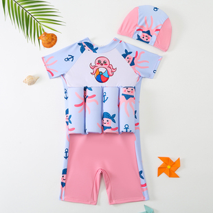 2023新款儿童浮力泳衣中小童男童女孩速干宝宝小童连体学游泳装备