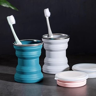 旅行漱口杯刷牙杯牙具牙刷摺叠水杯矽胶可携式 家庭洗漱牙膏牙刷盒