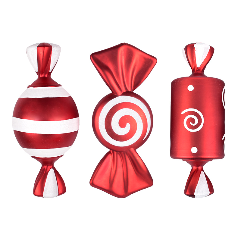 圣诞装饰红白彩绘糖果吊饰美陈挂件婚庆场景布M置摆件拍摄道具32c