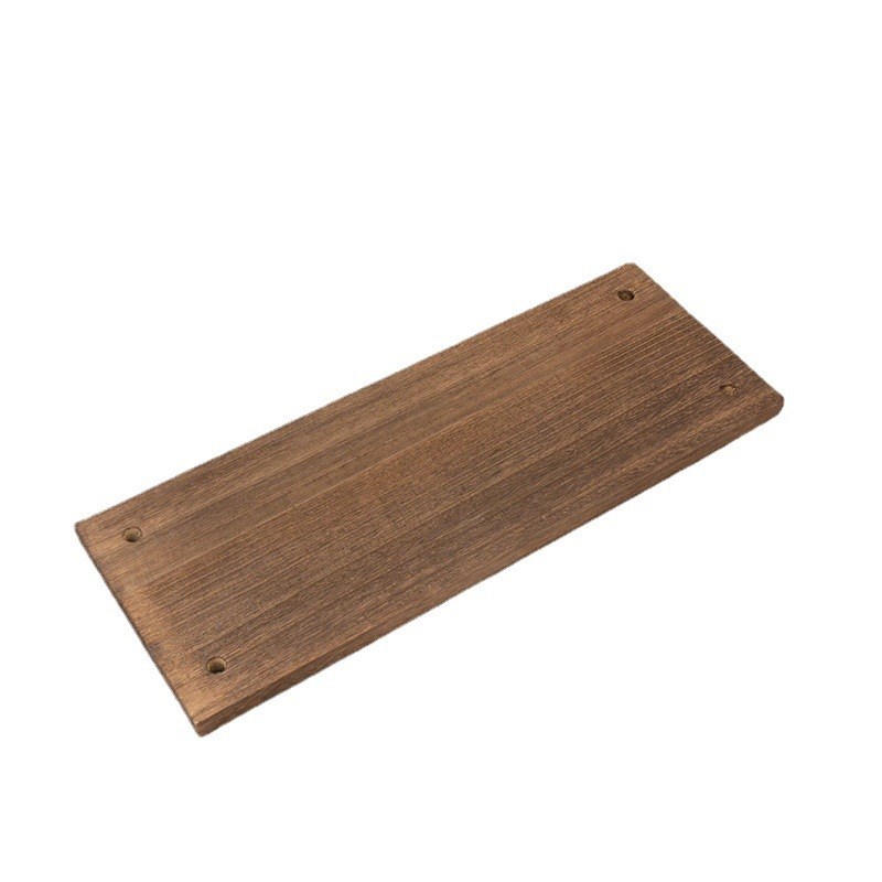 松木板材复古烧色带孔一字隔板置物架实木多用途木板块