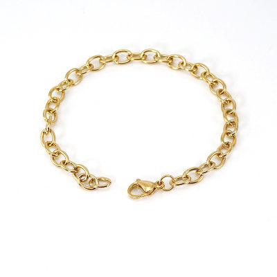 推荐Stainless steel versatile K-gold O-chain Bracelet DIY ti