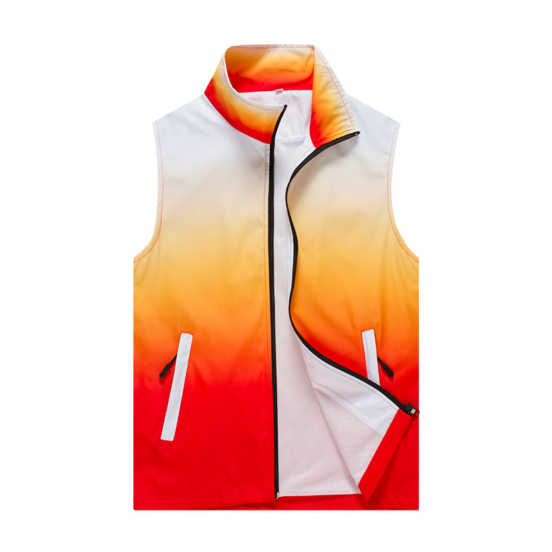 志愿者渐变色马甲定制公益活动工作服印字logo红色X义工背心订做