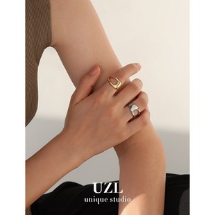 可调节开口食指戒指女时尚个性小众设计高级感金色尾戒2024年新款