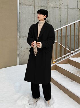 大衣男款冬季加厚中长款男生韩版风衣呢子外套韩系毛呢大衣男冬装