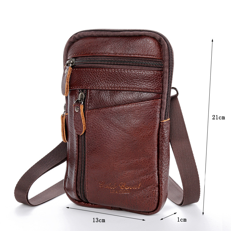 速发Genuine Leather Waist Bag Mobile Phone Bag Car Key Case