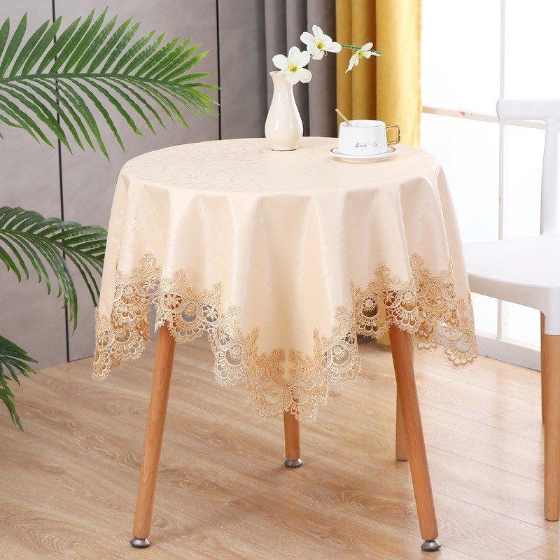 咖啡桌茶几小圆i桌布欧式蕾丝圆桌餐桌布简约台布布艺客厅家用台