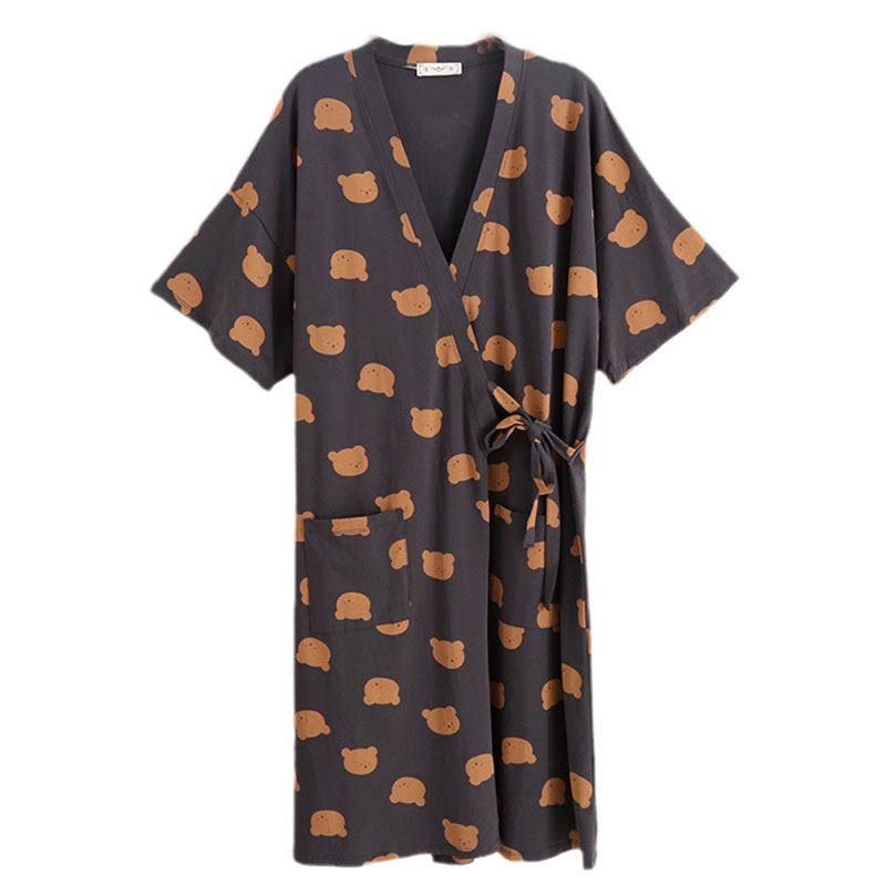 薄款睡袍女夏大码孕妇宽松浴袍日式和服睡衣女士家居服200斤