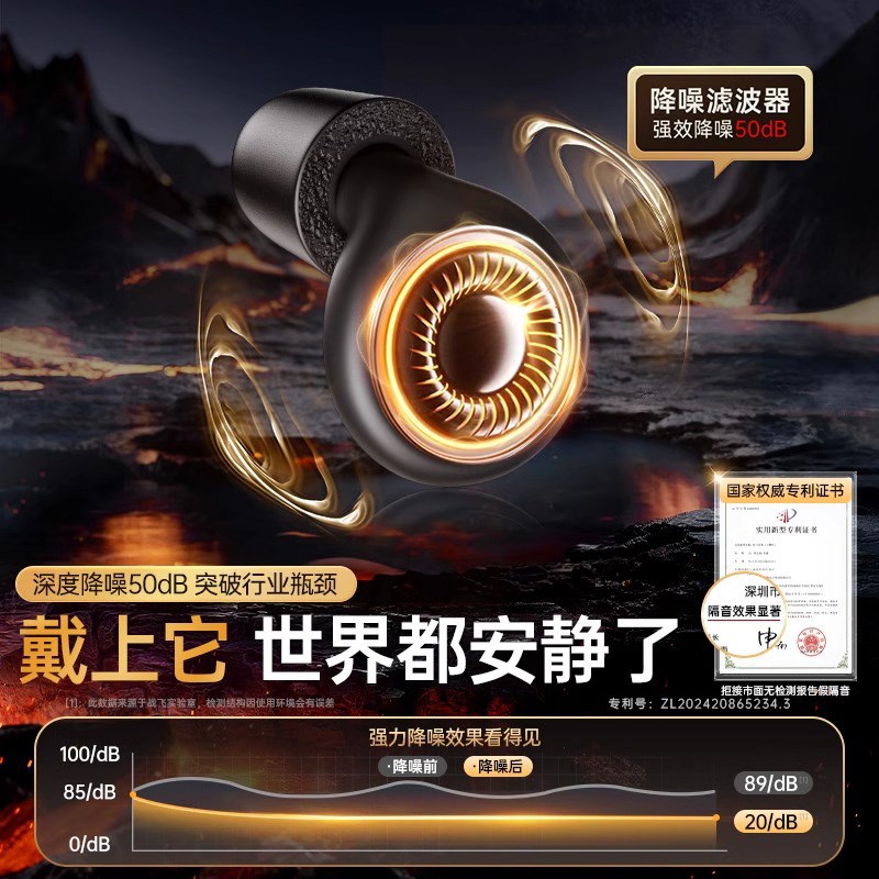 隔音耳塞睡眠睡觉超级隔音不伤耳朵晚上防噪音打呼喽降噪神器
