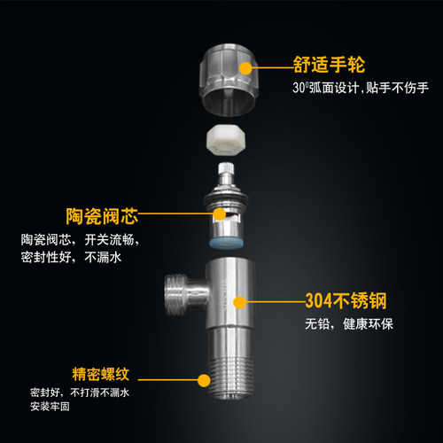 304不锈钢角阀三角阀 一进二z出三通角阀通用止水阀水开关冷热水