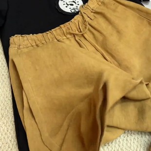 显瘦棉麻直筒长裤 宽松休闲垂感时尚 2024春夏款 高端纯亚麻阔腿女裤