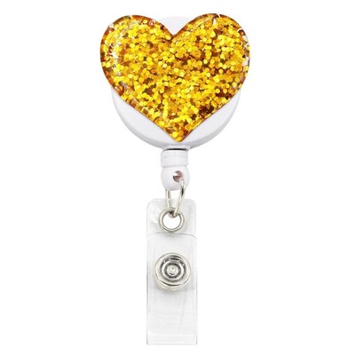 1pc Bling Love Heart Retractable Badge Holder Badge Clips fo