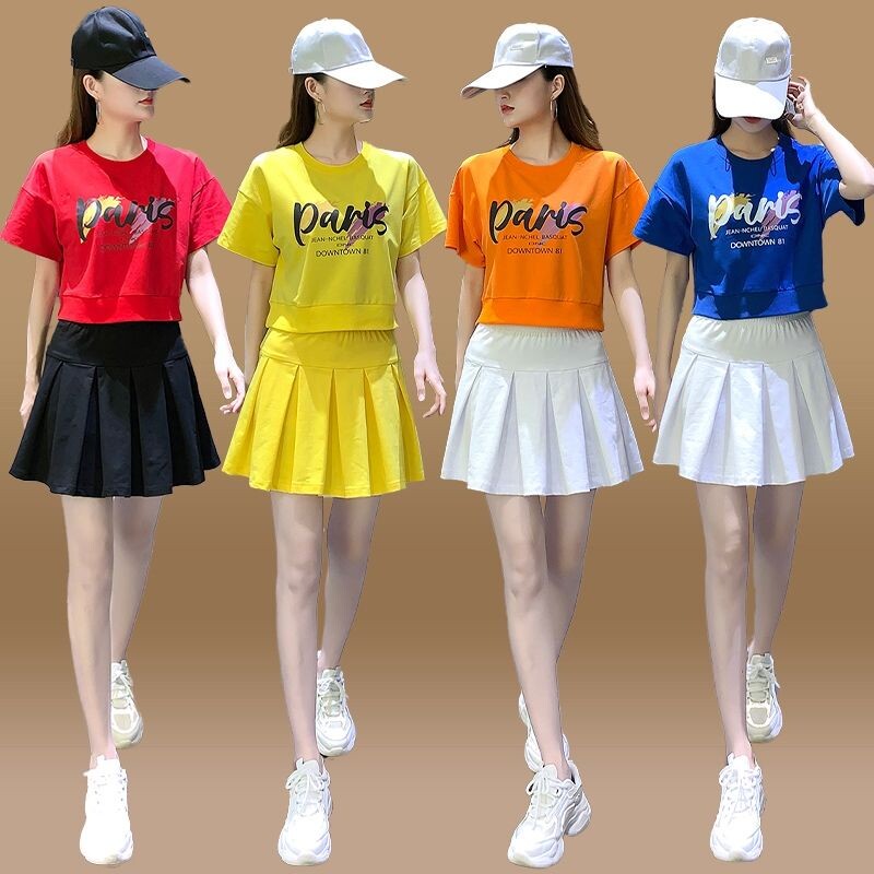 广场舞服款女夏季短袖舞裙跳舞衣服新装时尚健身运动短蹈服套装