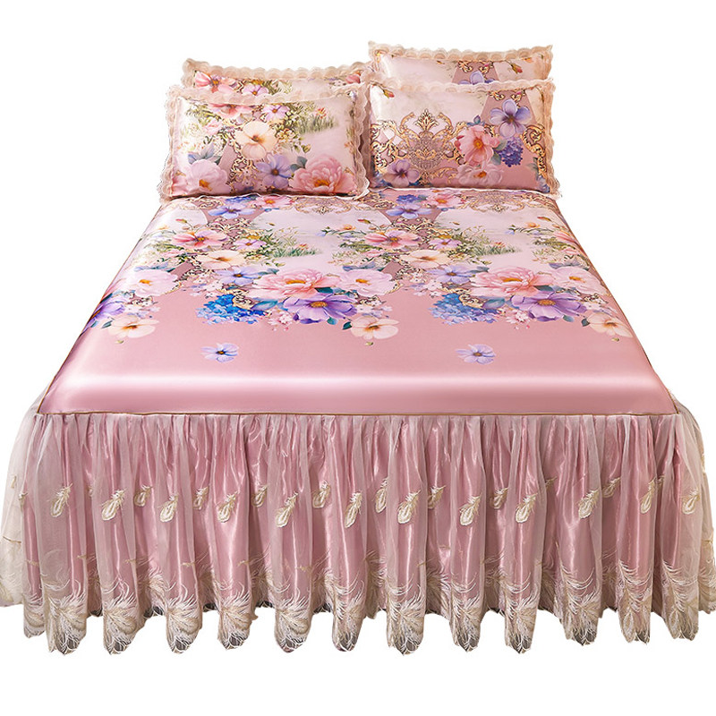 夏季床裙款冰丝凉席可机洗折叠夏天蕾丝花边床罩空调软席子三件套,床上用品,冰丝席,淘宝优惠券,粉丝福利购,淘宝优惠卷