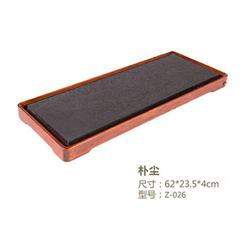 祥福竹制功夫石头茶盘家用简约排水式茶海乌金石托盘日式单层茶台