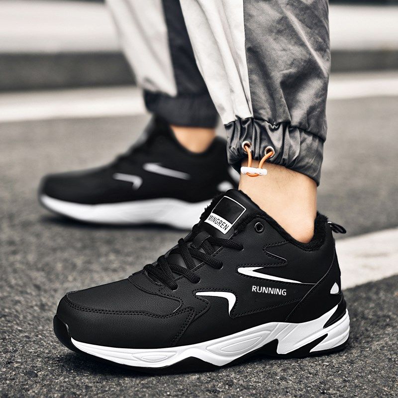 防水皮面运动鞋男秋冬季加绒棉鞋保暖大码46青少年轻便减震跑步鞋,流行男鞋,时尚休闲鞋,淘宝优惠券,粉丝福利购,淘宝优惠卷