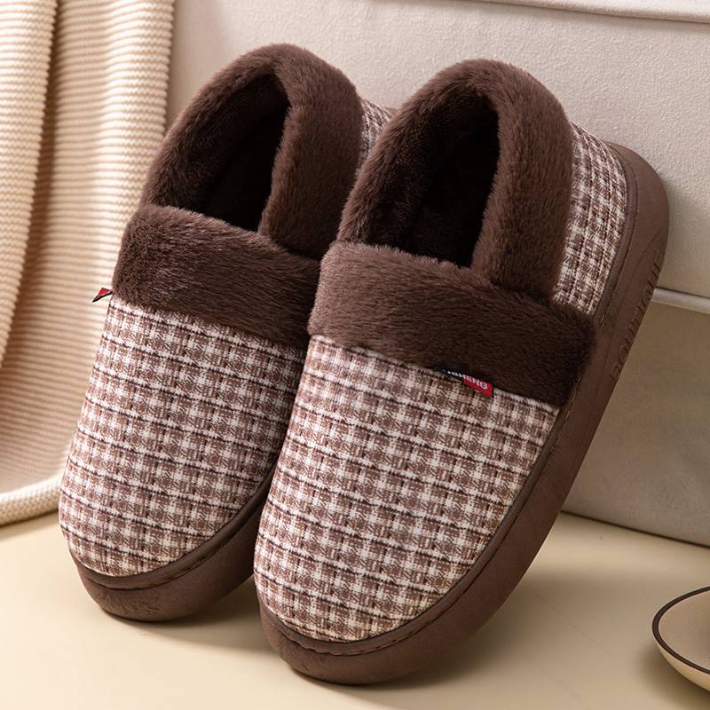 冬季男士棉拖鞋保暖加厚底防滑包跟情侣C特大码加大号46 47 48 49