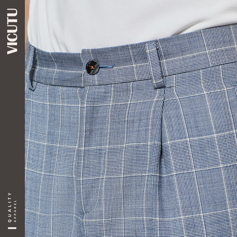 VICUTU/威可多男士西裤修身时尚西装裤子个性格纹商务西装裤男