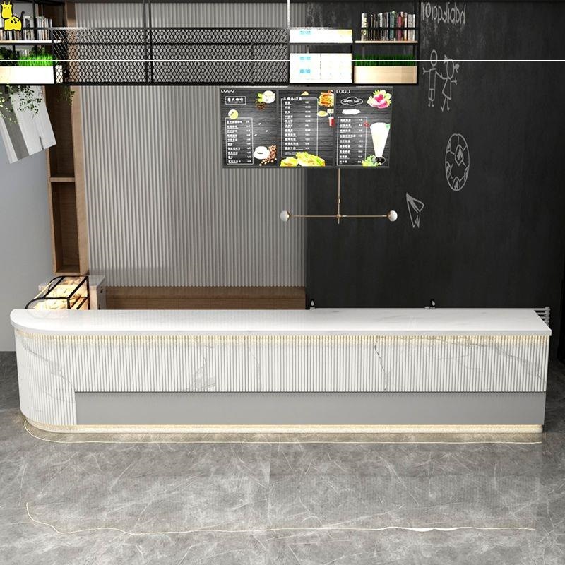 奶茶店吧台收银柜台水p吧酒吧大理石咖啡烘焙甜品店前台转角圆弧