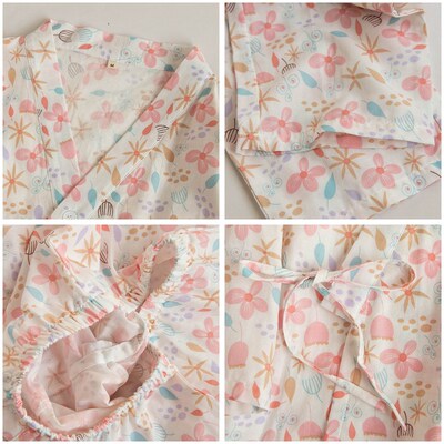 春夏日式全棉双层纱布和服女士睡衣长袖春秋汗蒸房家居服套装