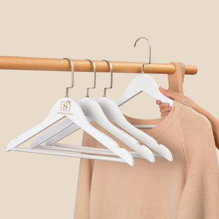 实木衣架家用无痕挂衣防滑木质酒店白色衣服挂服装店专用黑色衣撑