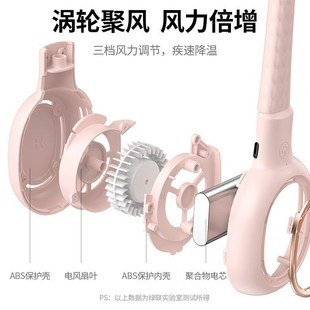 懒人挂颈子无叶静音随身迷你型夏季 适用於挂c颈小风扇可携式 制