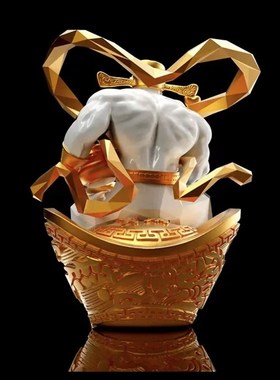 肌肉财神爷强行招财手办摆件家用办公室店铺送开业礼物装饰工艺品