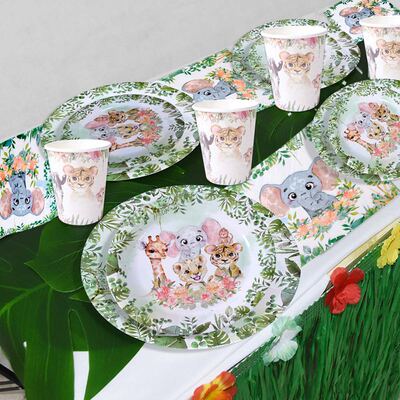 网红Jungle Animal Party Supplies Disposable Tableware Paper