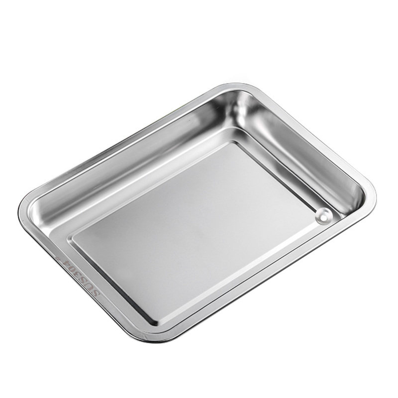 茶盘接水b盘带排水管 茶台嵌入式加厚304不锈钢托盘茶桌配件单盘