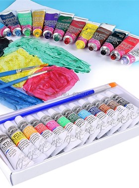 6 ML 12 Color Professional Acrylic Paint Watercolor Set Han