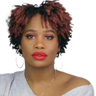 欧美非洲小卷发女短发wig黑色蓬松爆炸头 hair化纤假发全头套