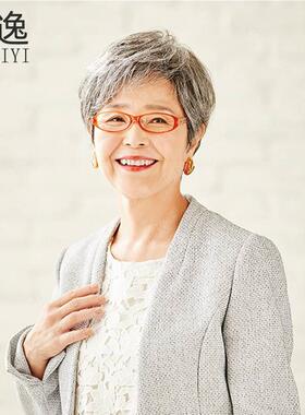 l中老花白色假年发女人发奶奶姥妈妈D70姥岁增加发量短发真型发套