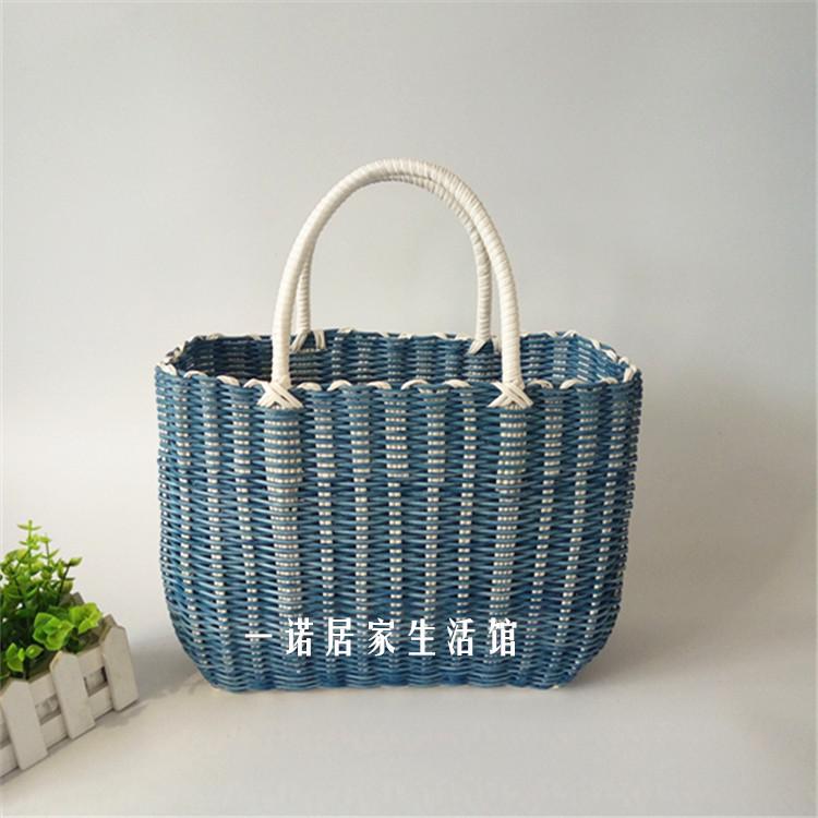 洗澡篮塑料蓝购物篮编菜篮子储物篮采摘手收纳篮水果蔬菜篮鸡新款