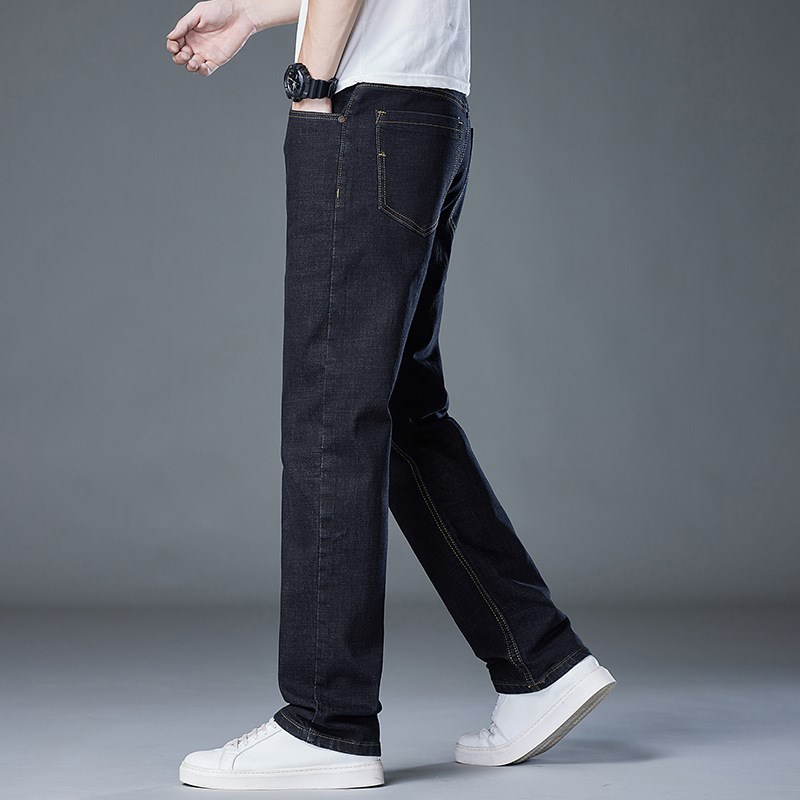 舒适弹力牛仔裤男宽松秋季直筒阔腿男装加肥加大休闲厚款新品长裤