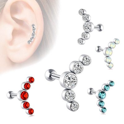 极速1PCS Opal Cartilage Helix Tragus Stud Earring Zircon Ear