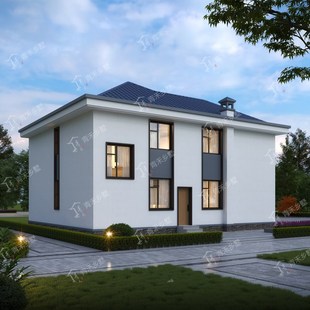 2206三間兩層簡單新農村自建房經濟型磚混帶陽臺網紅別墅施工圖紙